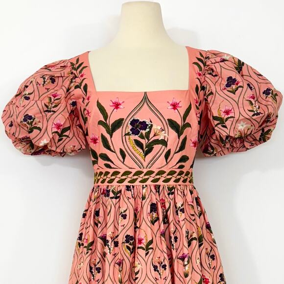 Agua By Agua Bendita Alga Pacifico Embroidered Midi Dress M - Picture 3 of 15